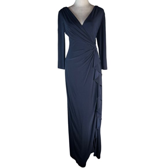 LAUREN RALPH LAUREN NEW Sz 6 Womens Navy Blue Formal Evening Gown Maxi Dress - Picture 1 of 15